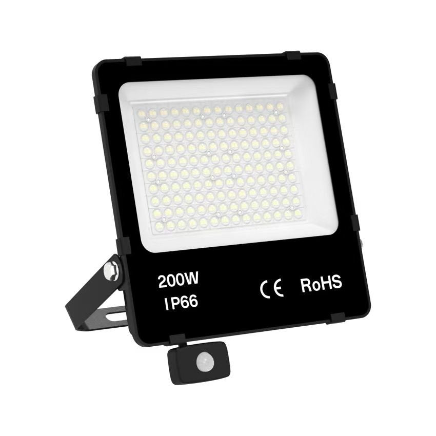 LED Strålkastare 200W 4000K Neutralvit med Rörelsesensor – IP66 – 150 lm/W – 90° Strålningsvinkel – Sosen Driver – För Utomhus & Kommersiellt – 5 års garanti