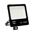 LED Strålkastare 200W 4000K Neutralvit med Rörelsesensor – IP66 – 150 lm/W – 90° Strålningsvinkel – Sosen Driver – För Utomhus & Kommersiellt – 5 års garanti