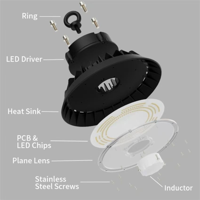 LED High Bay com Sensor de Movimento 240W – 6000K – Driver Sosen – 120° – 150 lm/W – IP65 – Regulável 0-10V – foto 2