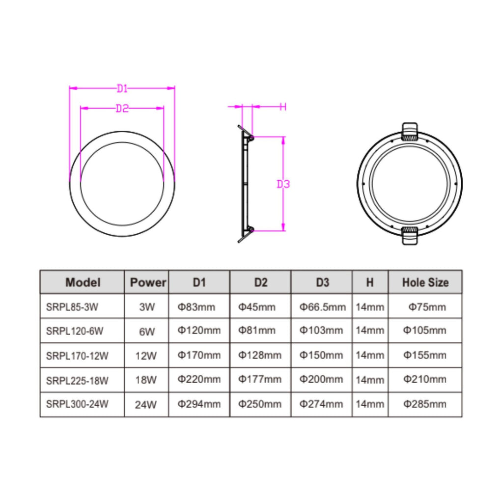 Round LED Recessed Downlight 12W 3000K Warm White – Ø155mm Cut-Out – 900 lm – For Hallway & Living Areas – 3-Year Warranty – photo 3