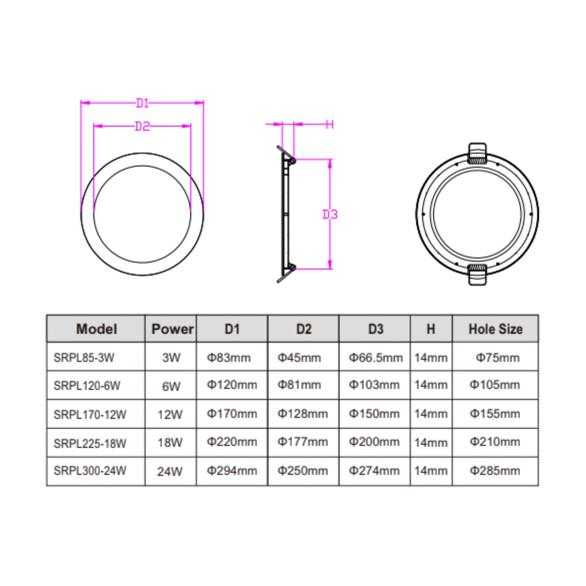 Rund LED Downlight 6W 6000K Dagslys – Udskæring Ø105mm – Ydre Ø120mm – 480 lm – Til Gang & Opholdsrum – 5 Års Garanti – foto 3