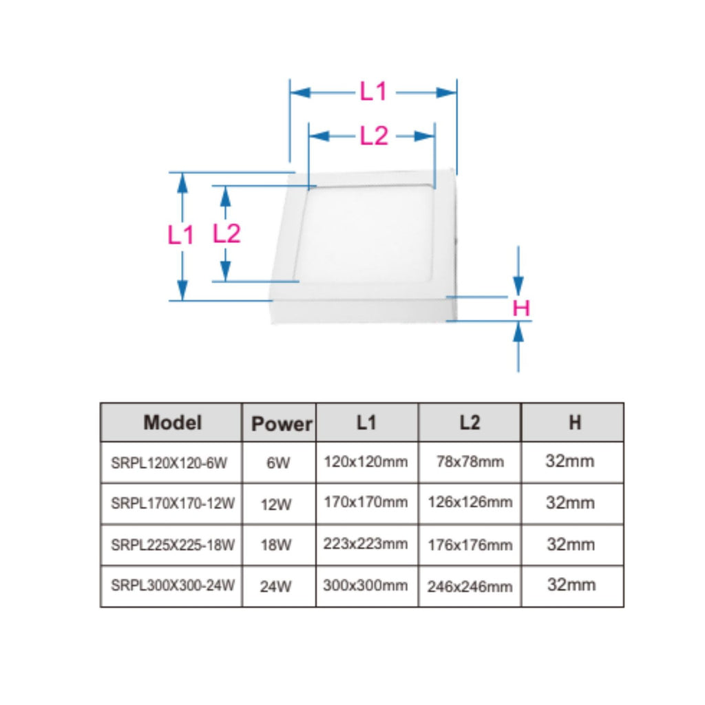 Square LED Surface Spotlight 12W 4000K Neutral White – Outer Size 170x170mm – 960 lm – For Hallway & Office – 3-Year Warranty – photo 4