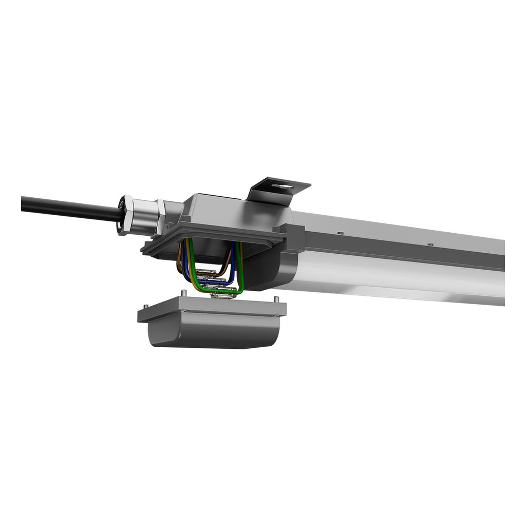 ATEX LED linear light, opened terminal box with wiring