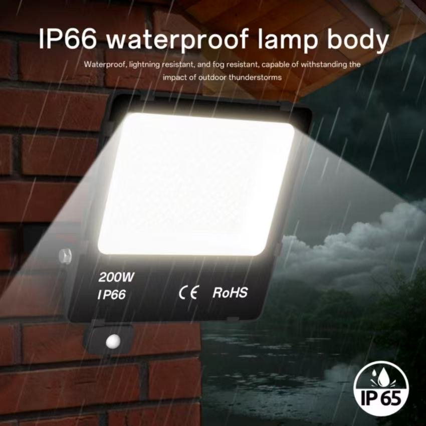 LED Strålkastare 200W 4000K Neutralvit med Rörelsesensor – IP66 – 150 lm/W – 90° Strålningsvinkel – Sosen Driver – För Utomhus & Kommersiellt – 5 års garanti – bild 4