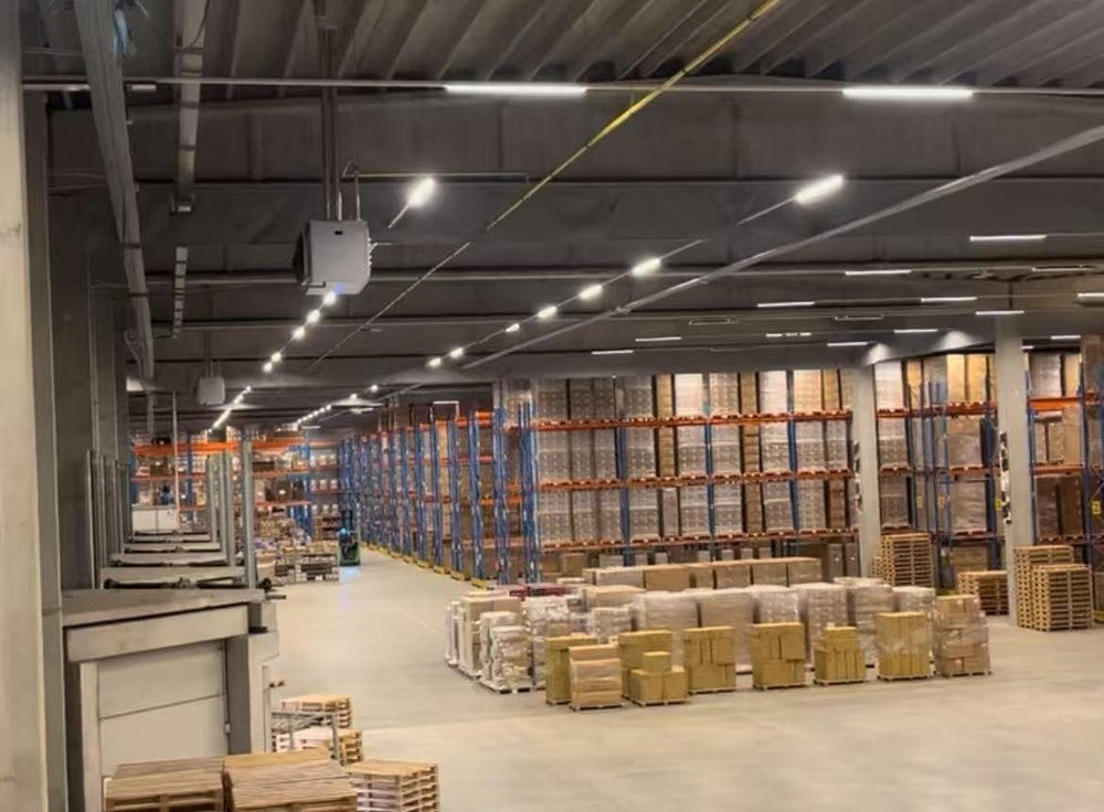 LED lighting in a logistics warehouse