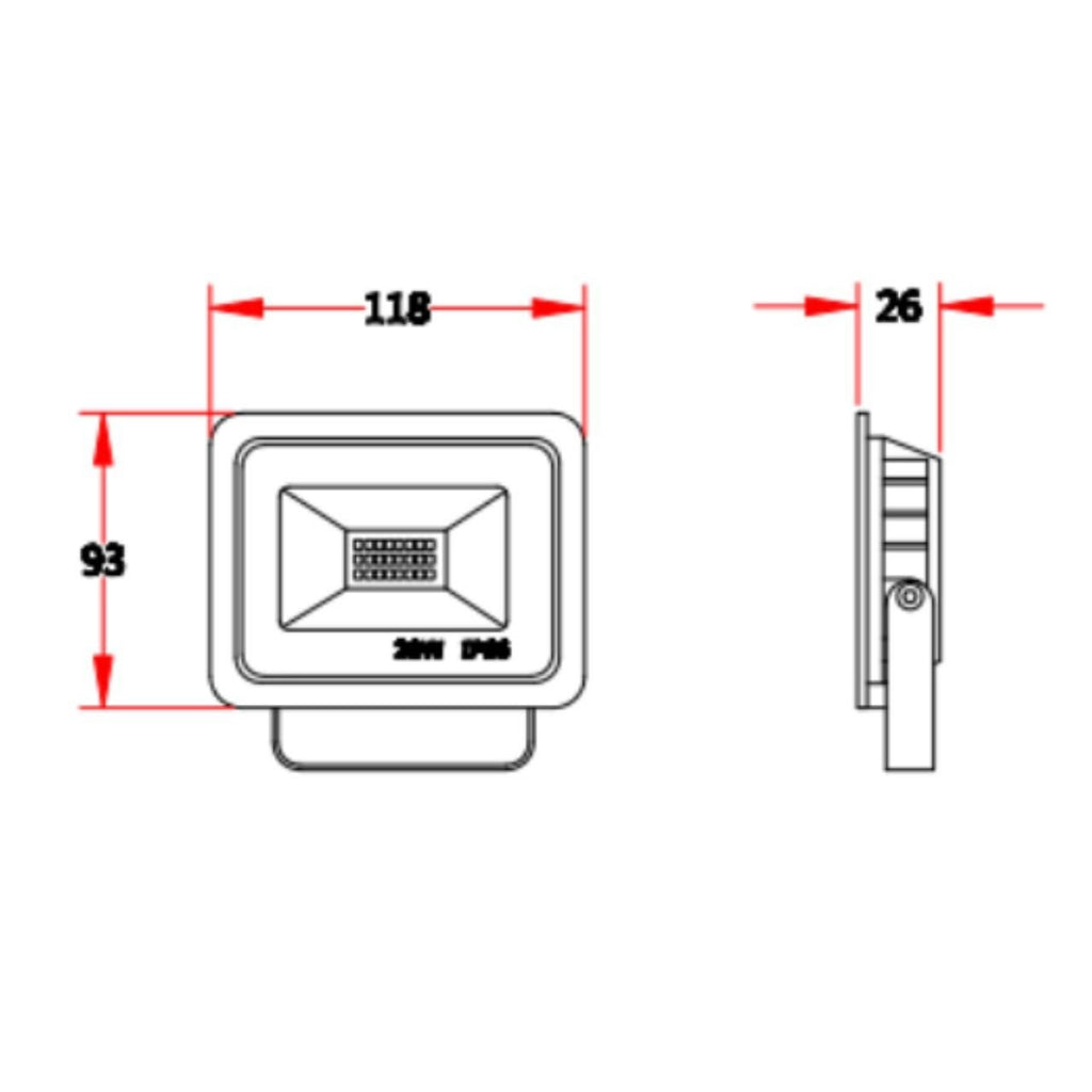 LED Floodlight 20W 3000K Warm White – IP66 100 lm/W 120° – For Facade & Outdoor Areas – 3-Year Warranty – photo 3