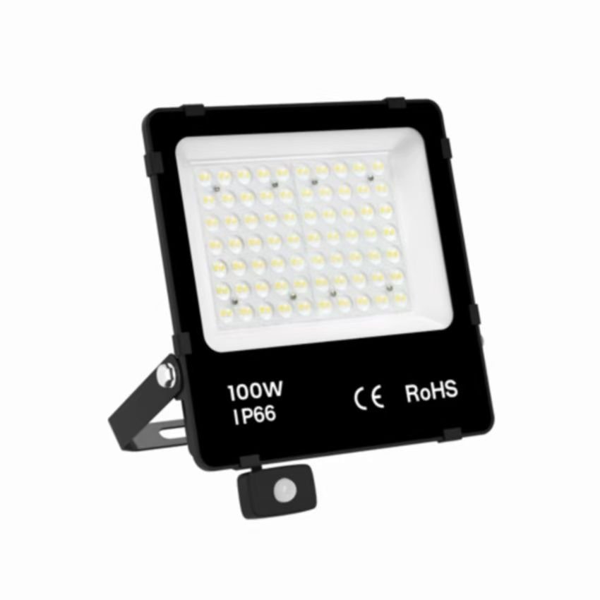 LED Floodlight 100W 4000K Neutral White with Motion Sensor – IP66 – 150 lm/W – 90° Beam Angle – For Outdoor Areas & Buildings – 5-Year Warranty