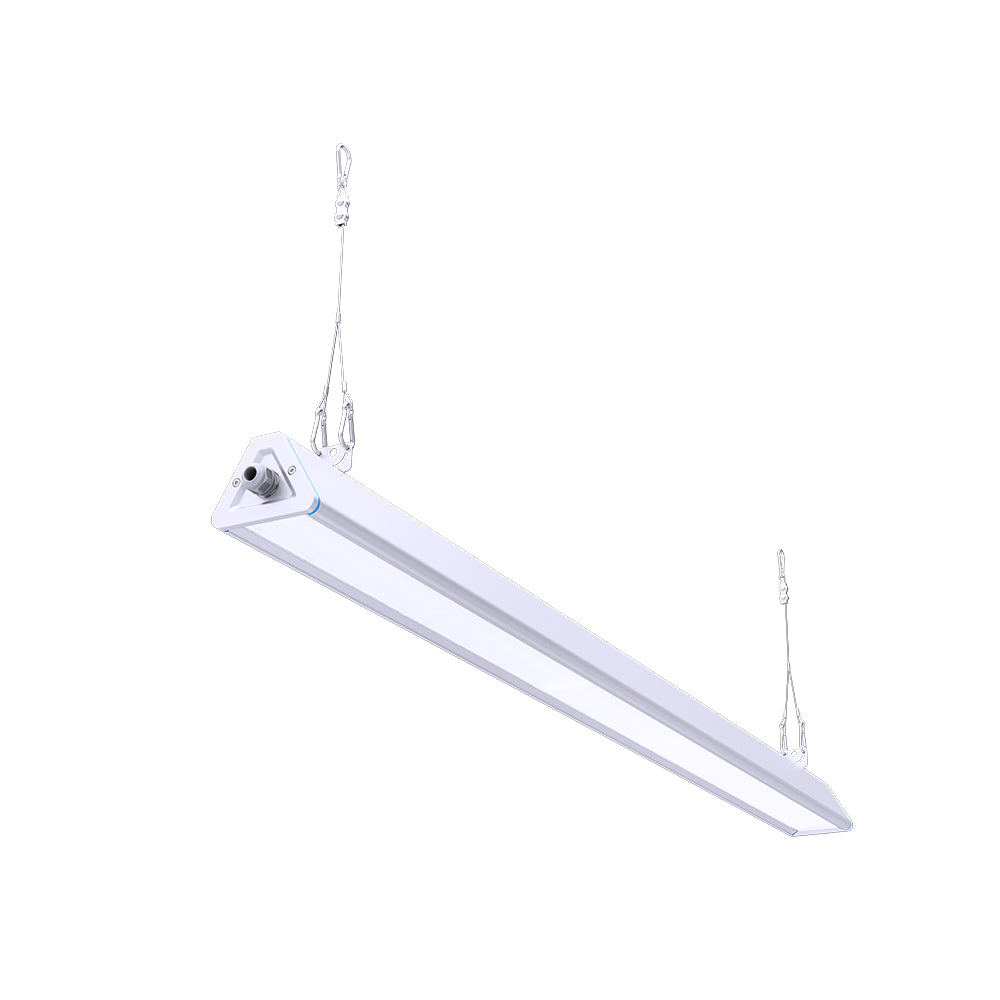 LED Linear High Bay suspended, bottom view with lens
