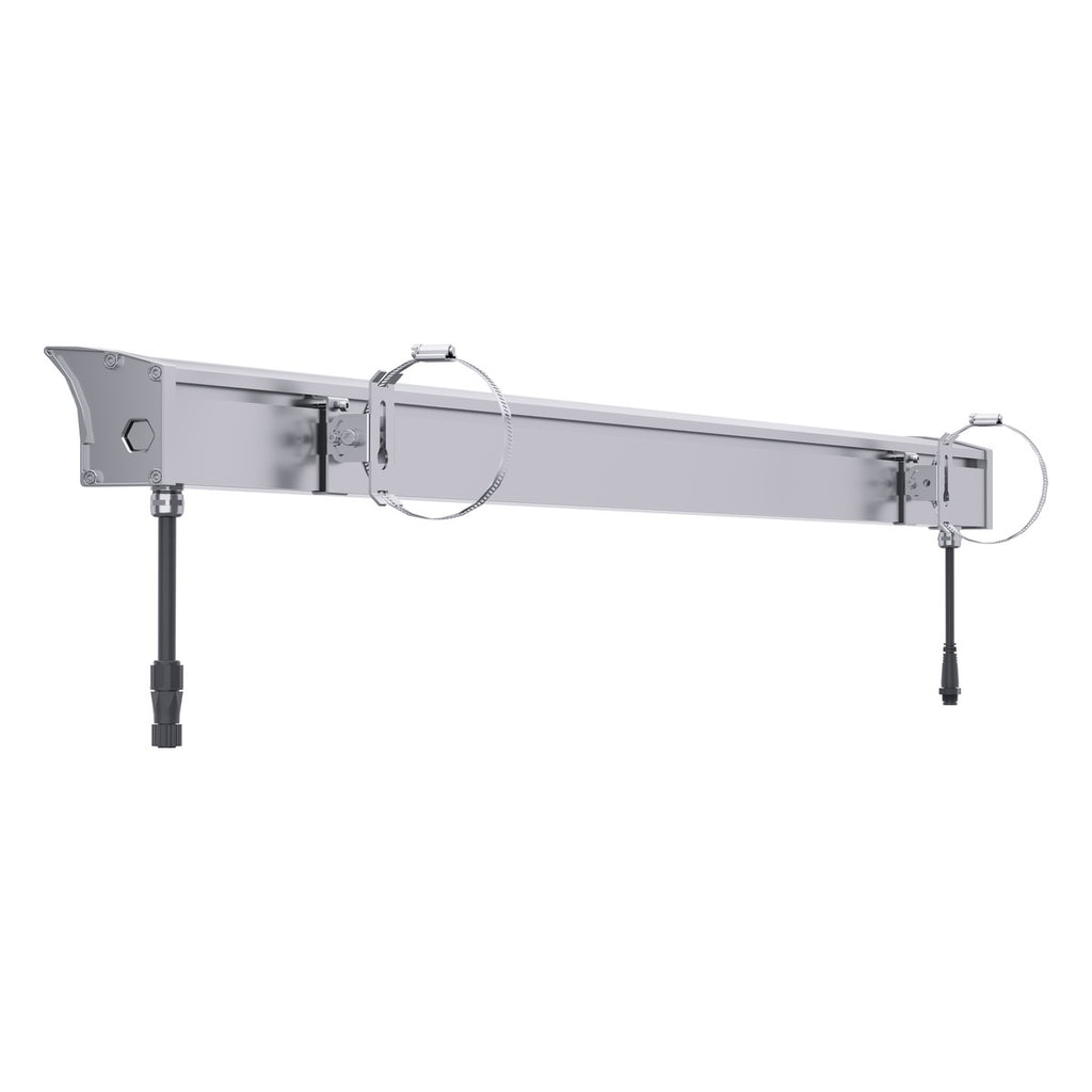 LED Tennis Court Light 75W, rear view with stainless steel pole clamps