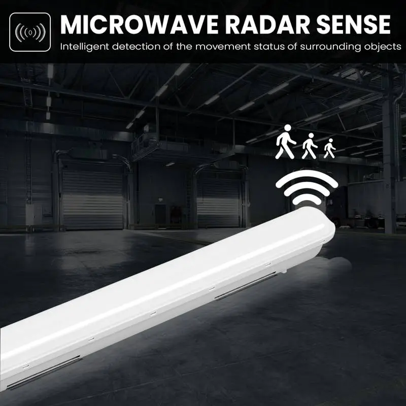 LED damp room luminaire with motion sensor